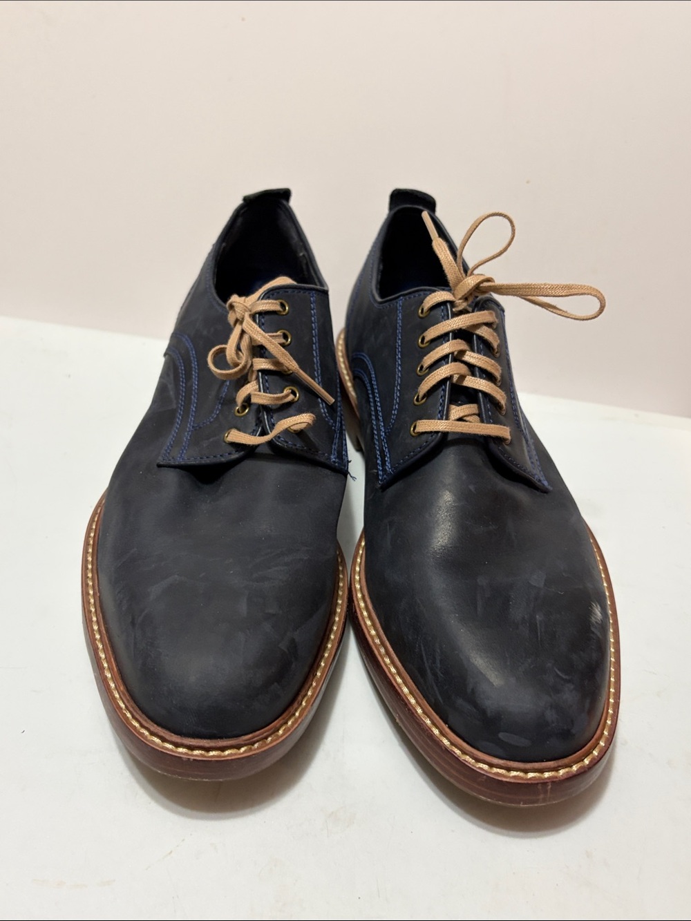 Cole Haan Men's Blue Leather Derby Shoes with Lace Up Sz 8M - Picture 7 of 11